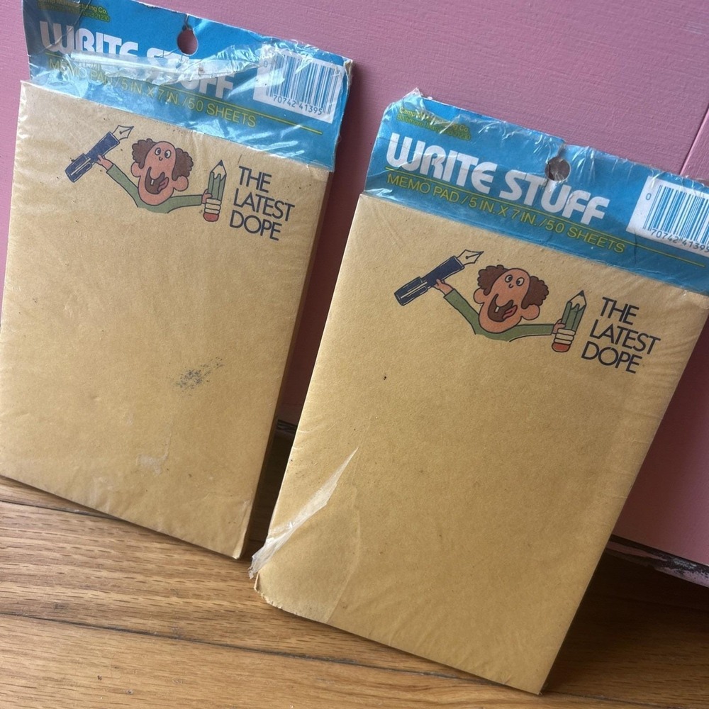 Vintage Lot Of 2 Memo Pad 7" Dope Theme Funny Comic